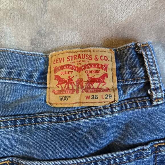 Levi's‎ 505 Regular Fit Jeans Men's 36x29 Blue Denim - Picture 3 of 8